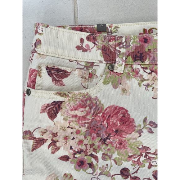 Lauren Conrad Shorts Denim Jean Multicolor Floral Crochet Stretch - Picture 2 of 14